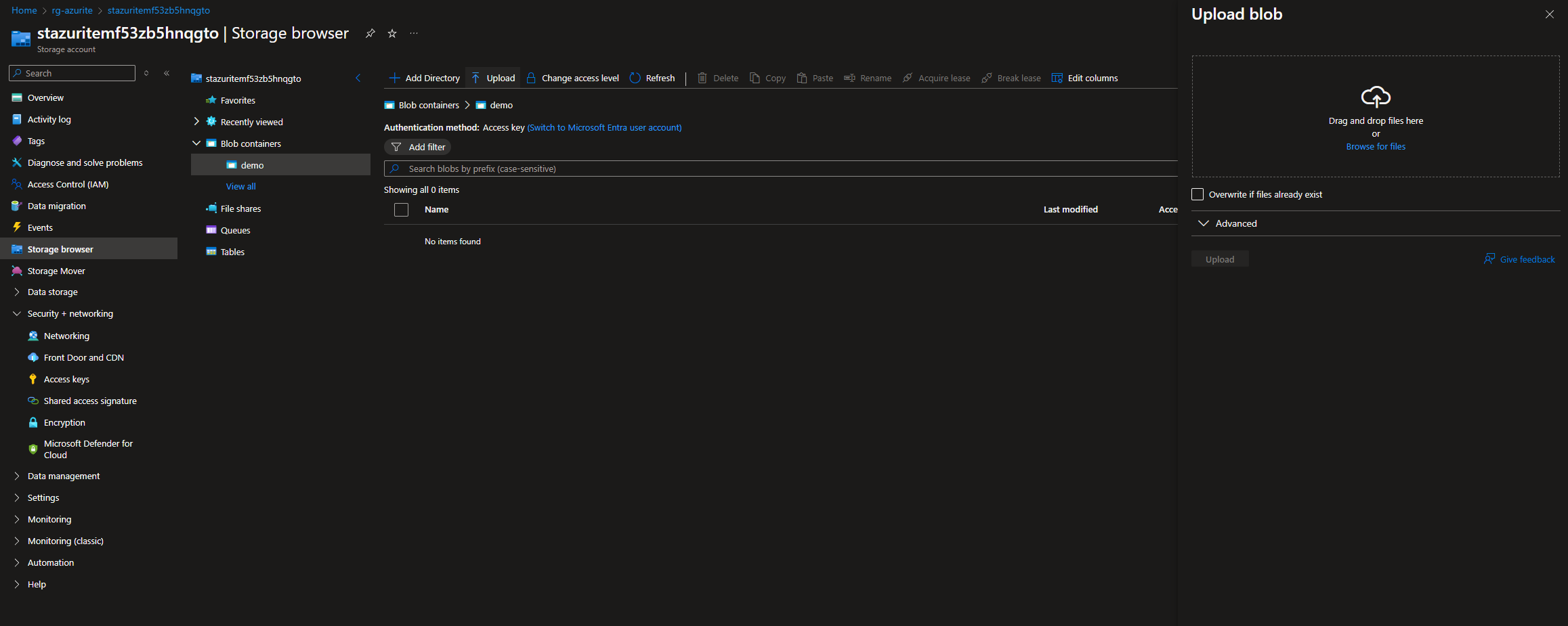 Azure Portal's Storage Browser
