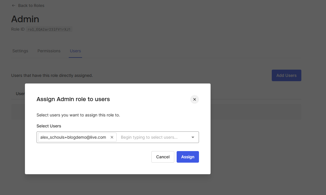 Assign a role to a user in Auth0