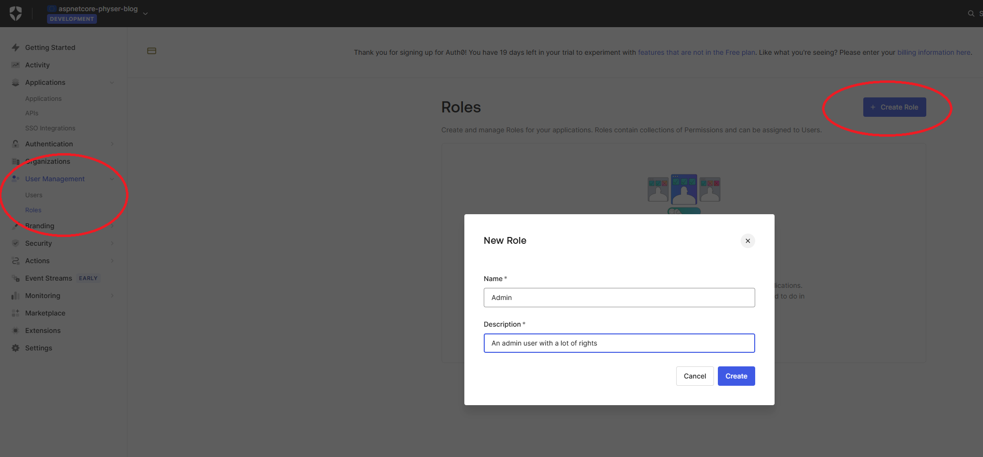 Creating an admin role in Auth0